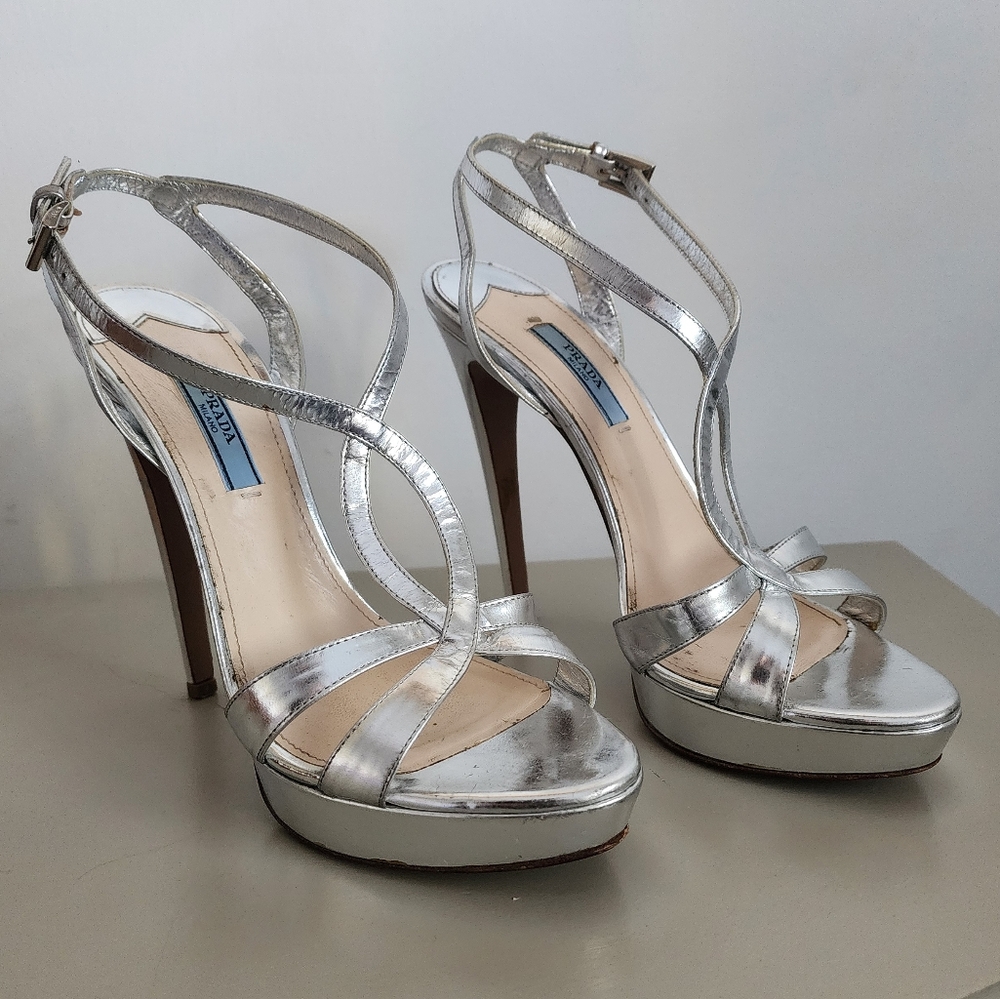 Metallic Leather Platform Sandals - Picture 4 of 13